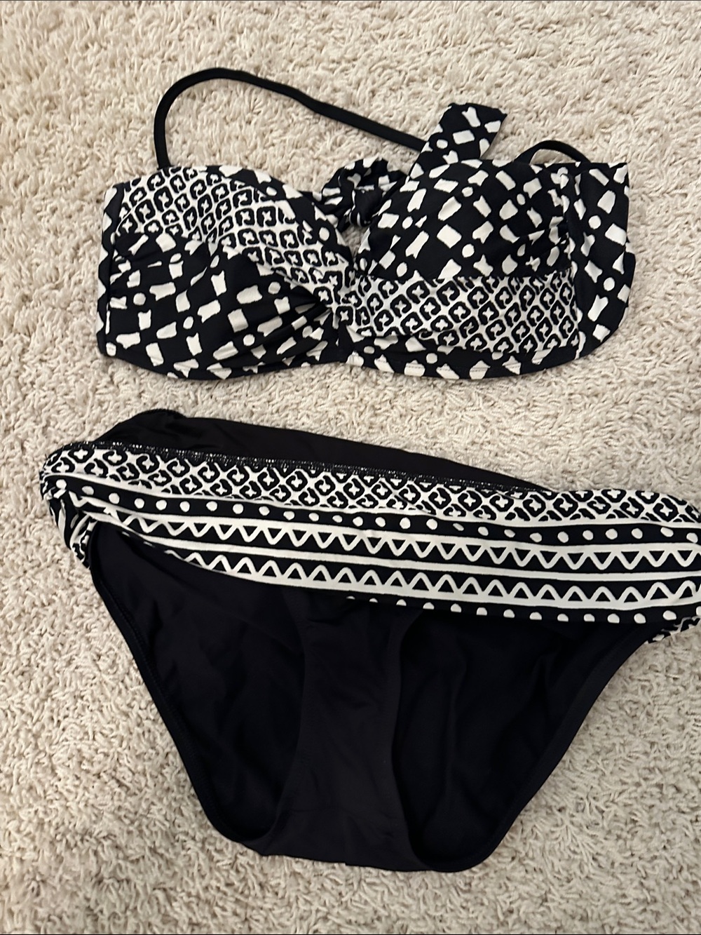 La Blanca Black & White Patterned Bandeau Bikini